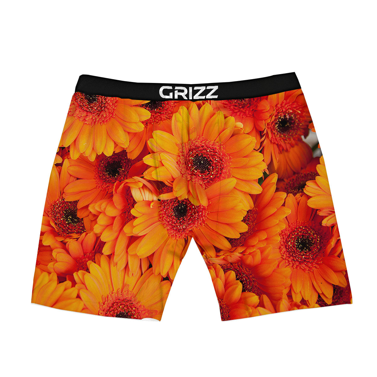Daisy Orange Flower Print Boxer Briefs-grizzshop