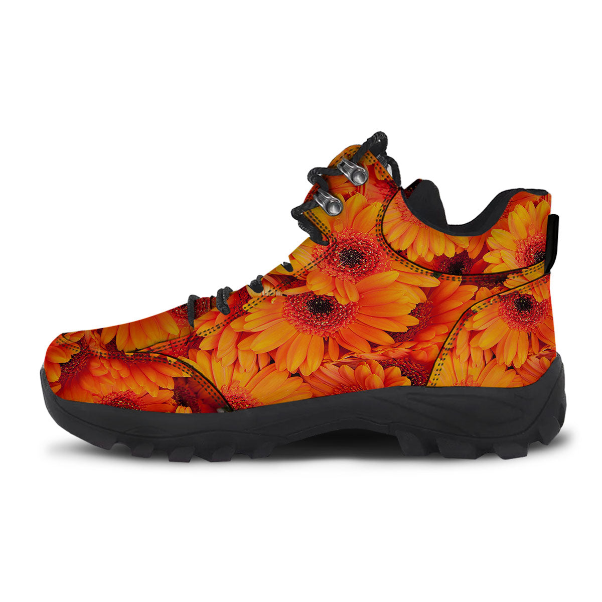 Daisy Orange Flower Print Hiking Shoes-grizzshop