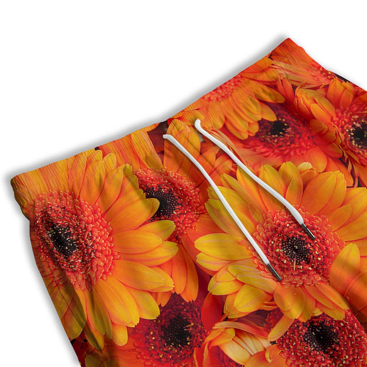 Daisy Orange Flower Print Men's Athletic Shorts