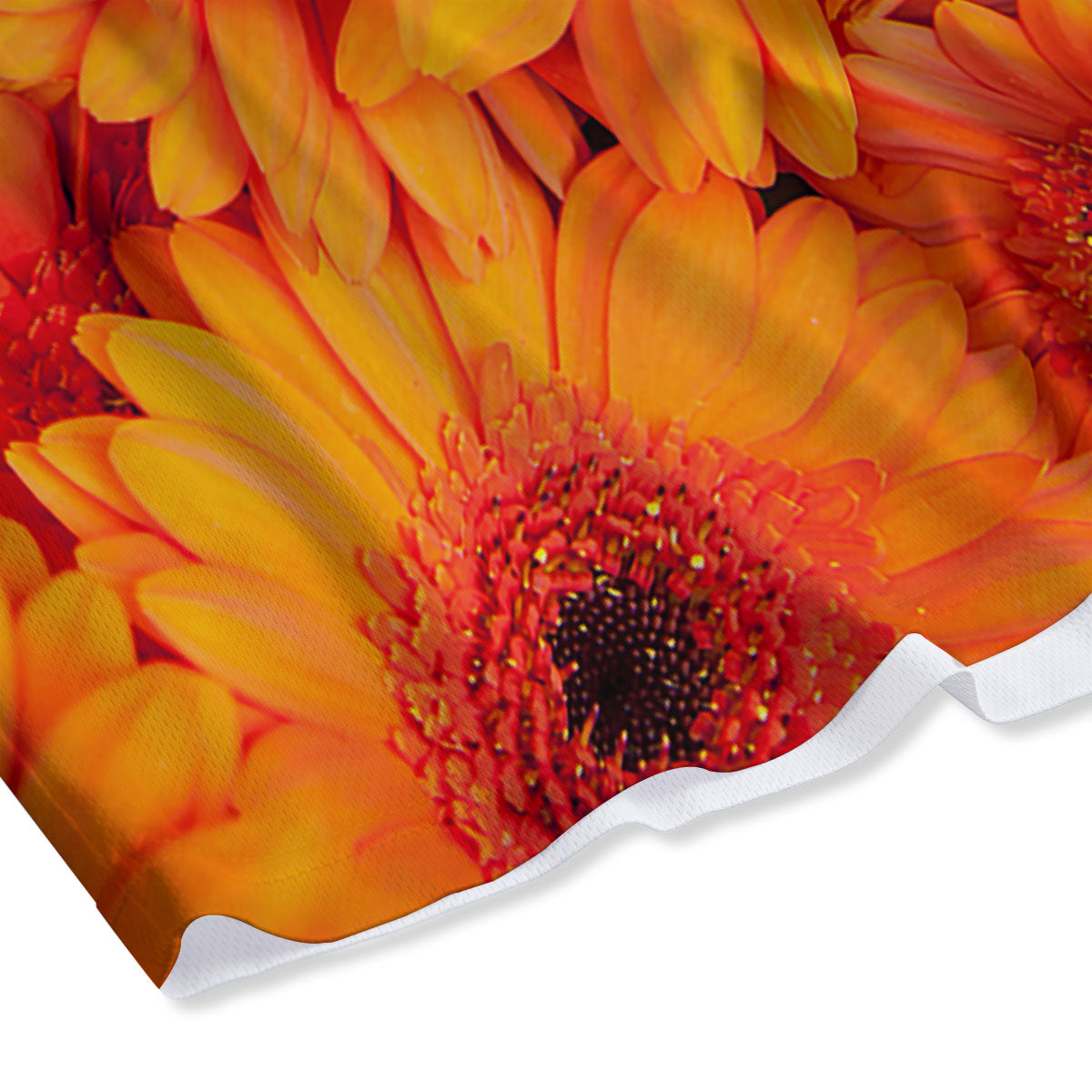 Daisy Orange Flower Print Mesh Shorts