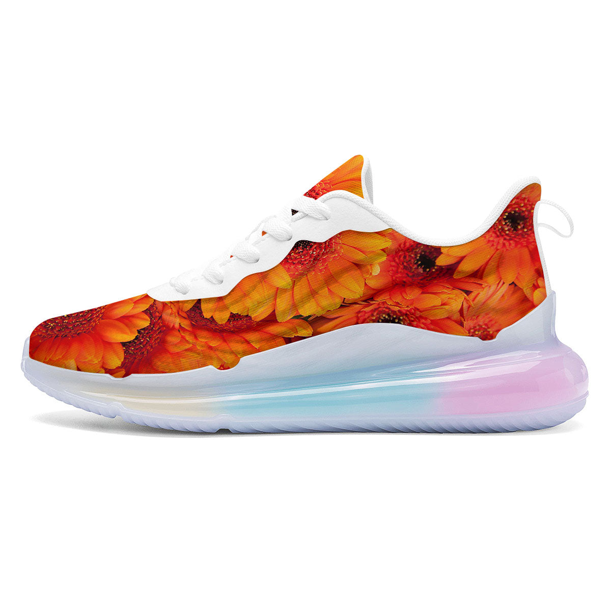 Daisy Orange Flower Print Running Sneakers-grizzshop