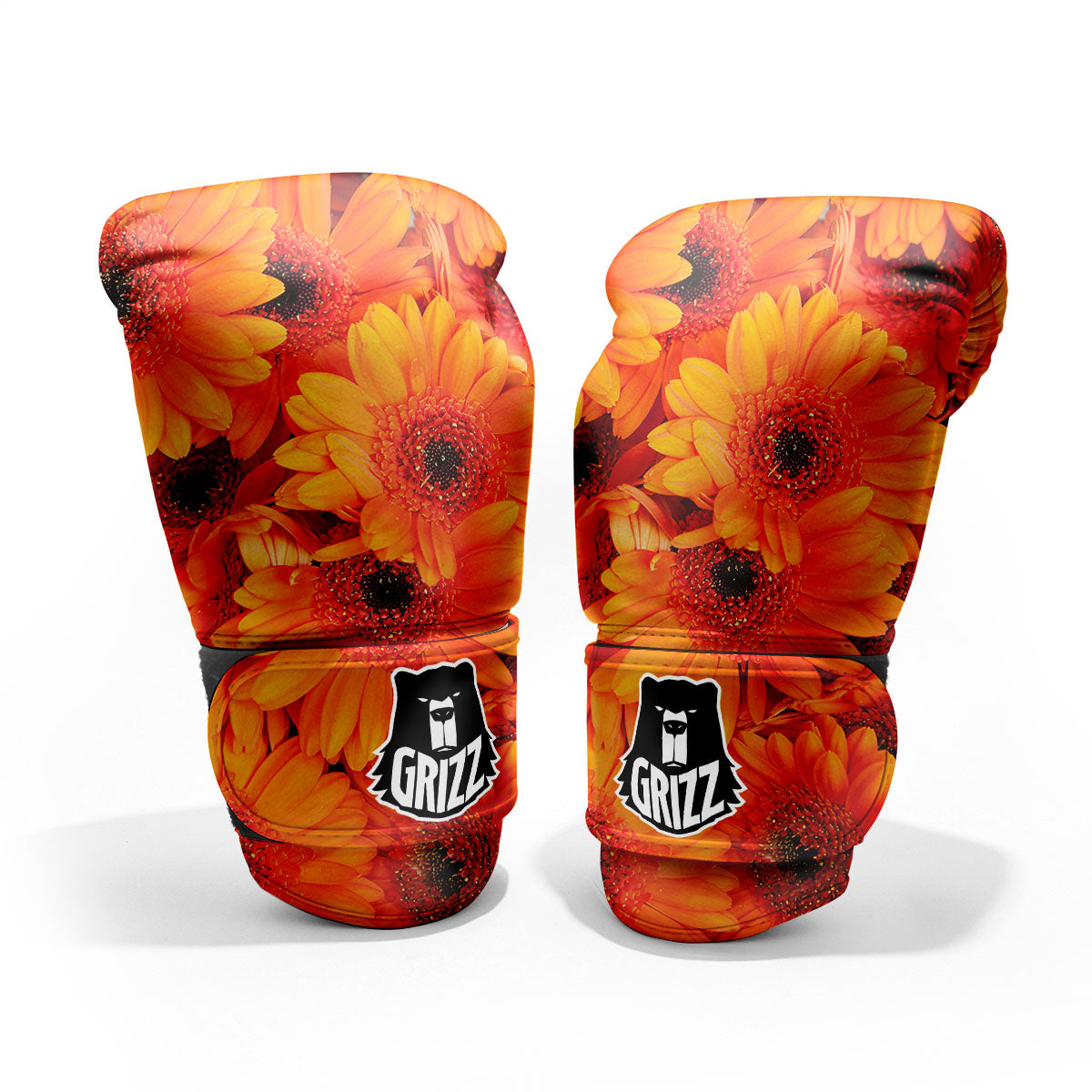 Daisy Orange Flower Print Pro Boxing Glove