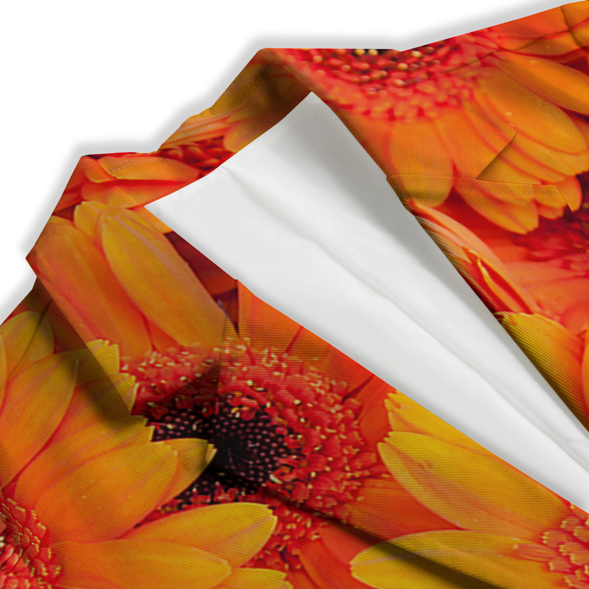 Daisy Orange Flower Print Women's Blazer-grizzshop
