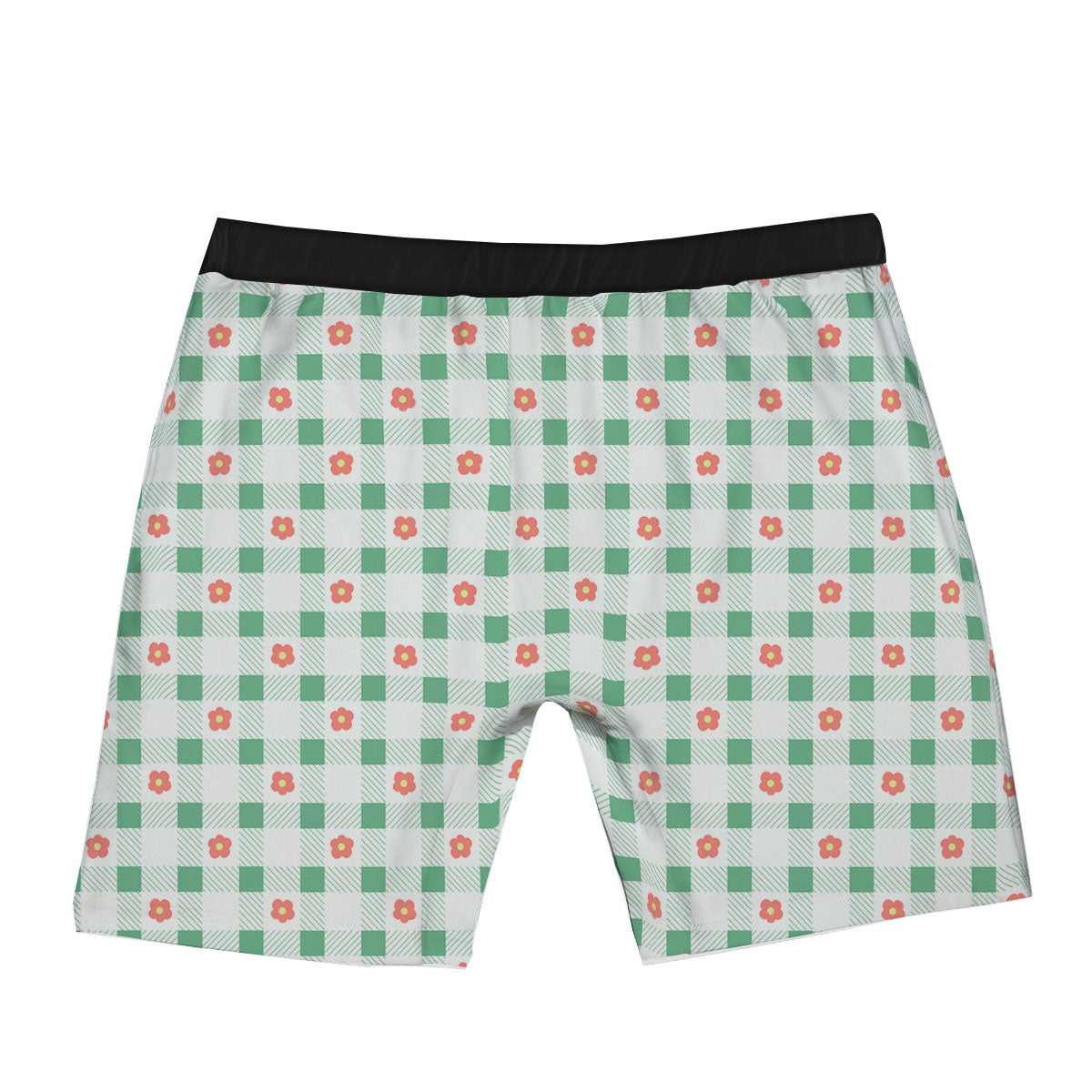 Daisy Tartan Green Print Pattern Boxer Briefs-grizzshop