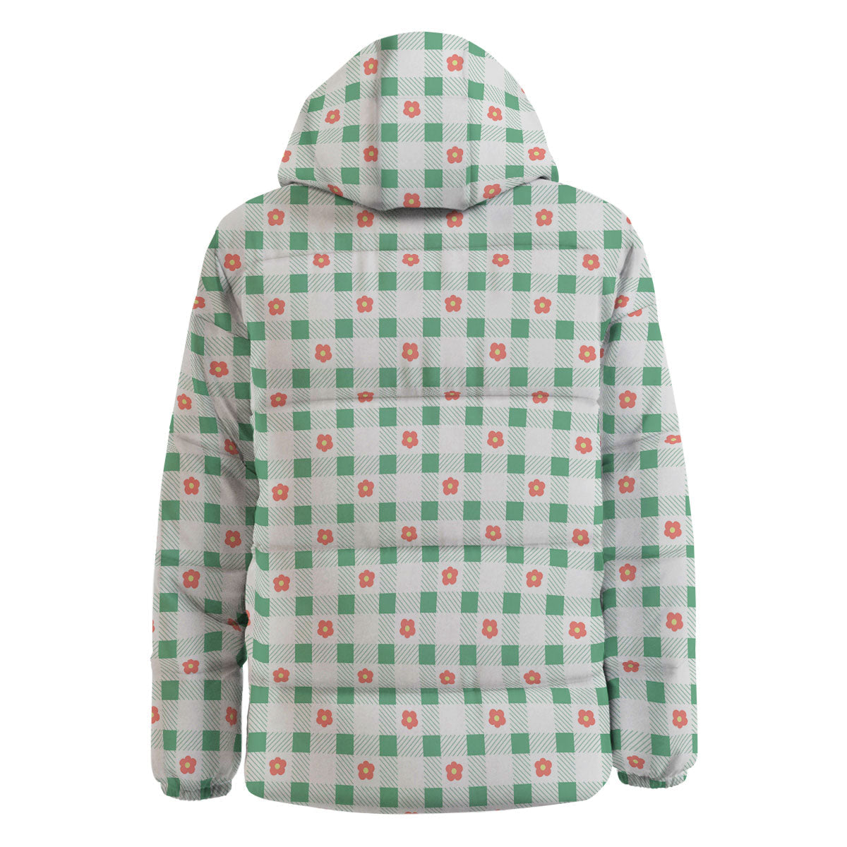 Daisy Tartan Green Print Pattern Down Jacket-grizzshop