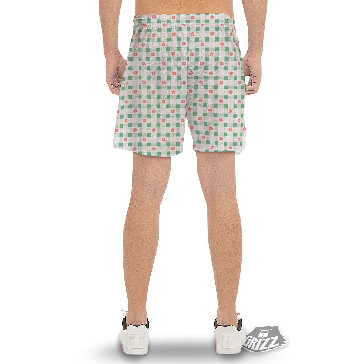 Daisy Tartan Green Print Pattern Men's Gym Shorts-grizzshop