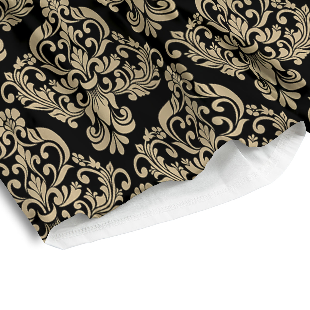 Damask Beige And Black Print Pattern Men's Athletic Shorts