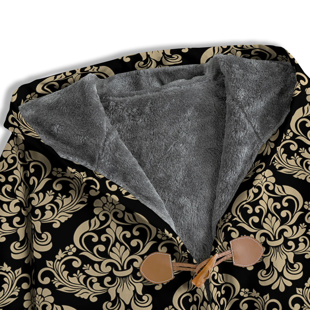 Damask Beige And Black Print Pattern Men's Windbreaker Jacket-grizzshop