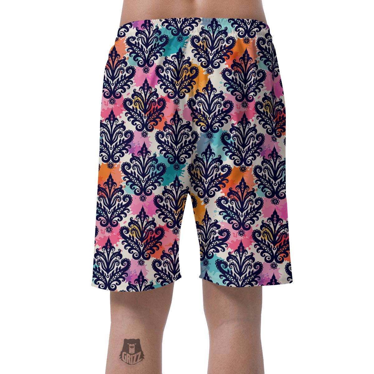 Damask Colorful Pattern Print Men's Shorts-grizzshop