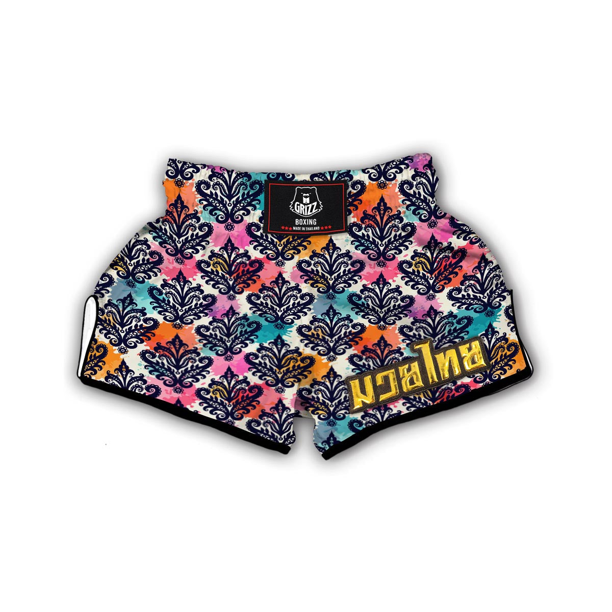 Damask Colorful Pattern Print Muay Thai Boxing Shorts-grizzshop