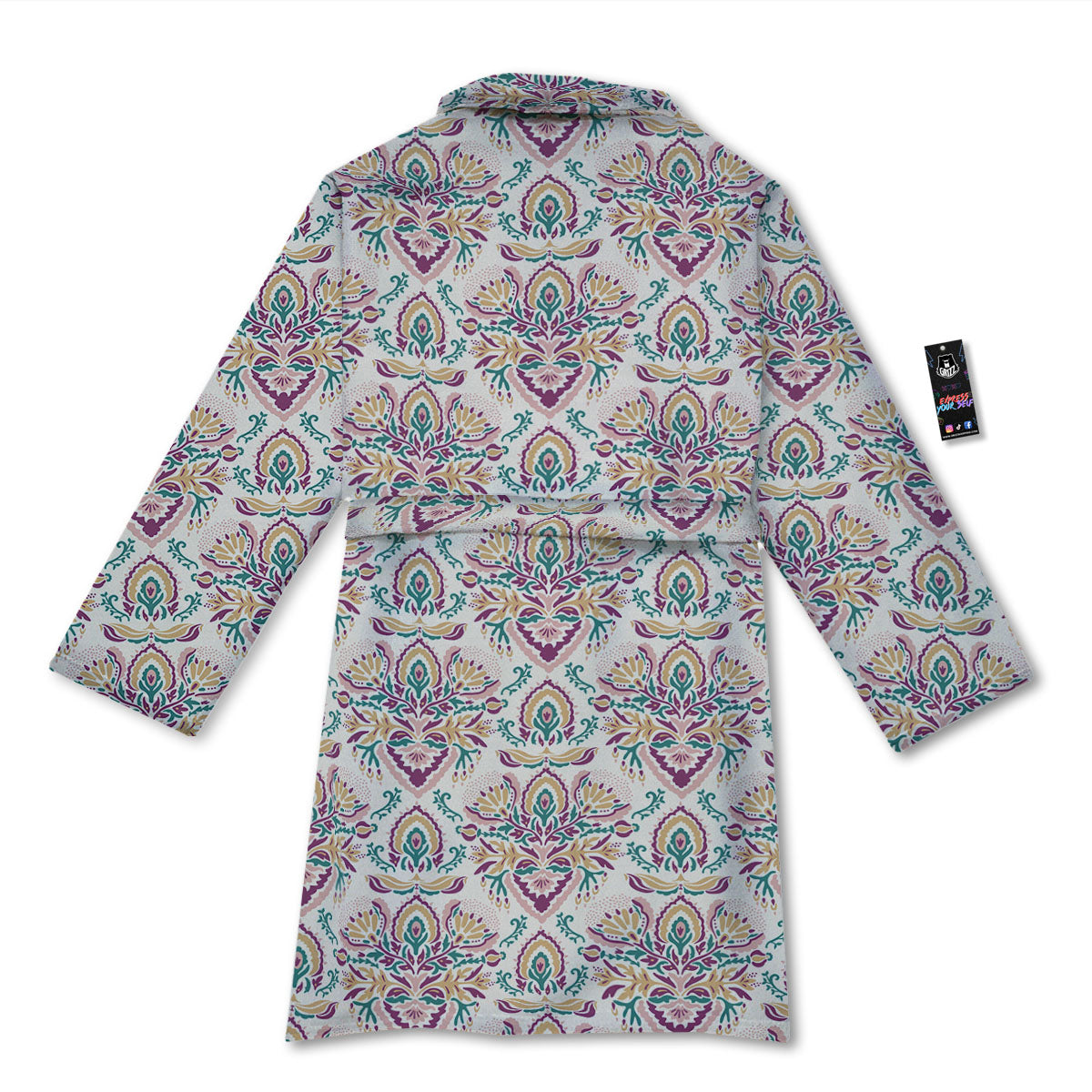 Damask Colorful Print Pattern Bathrobe-grizzshop