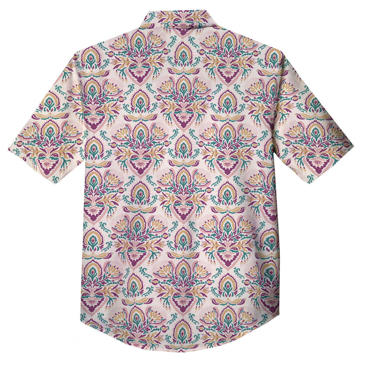 Damask Colorful Print Pattern Button Up Shirt-grizzshop