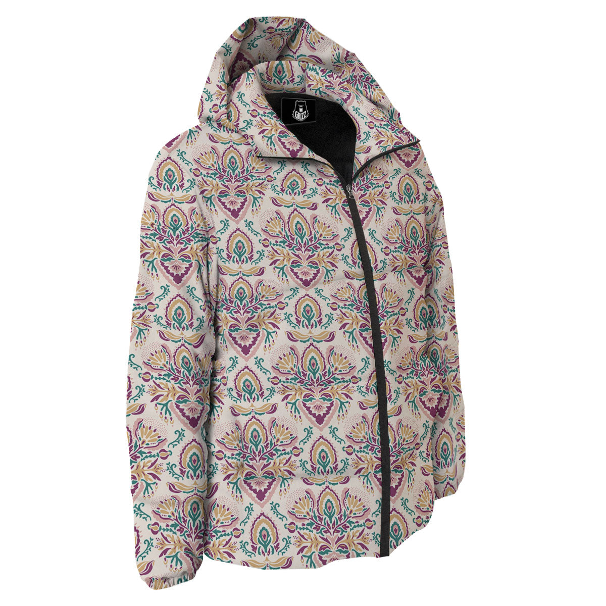 Damask Colorful Print Pattern Down Jacket-grizzshop