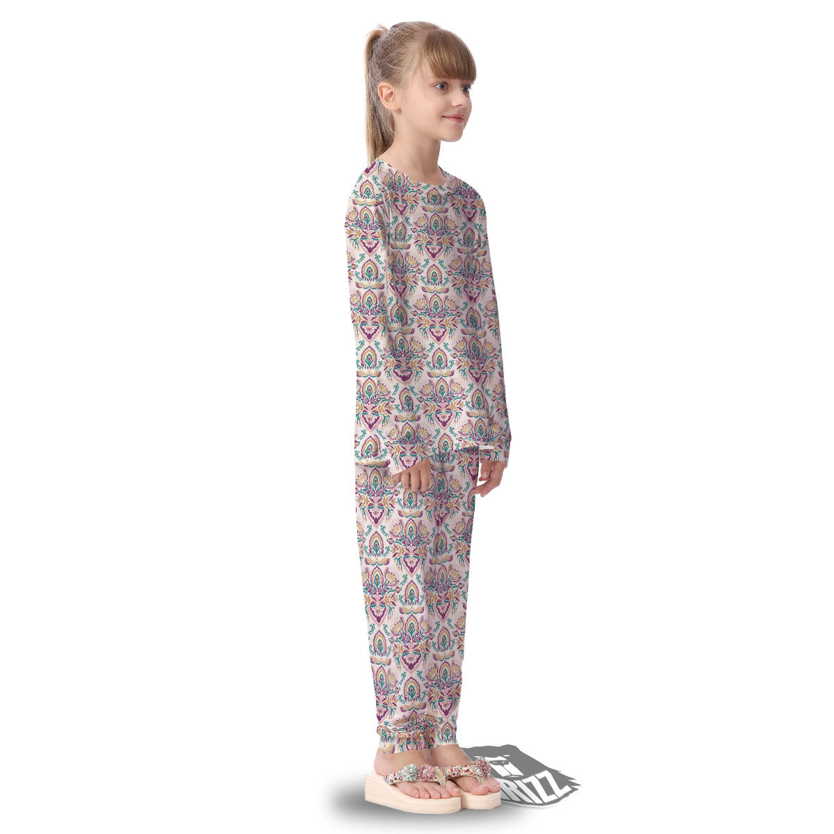 Damask Colorful Print Pattern Kid's Pajamas-grizzshop