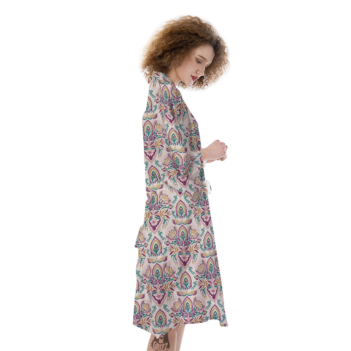 Damask Colorful Print Pattern Kimono-grizzshop