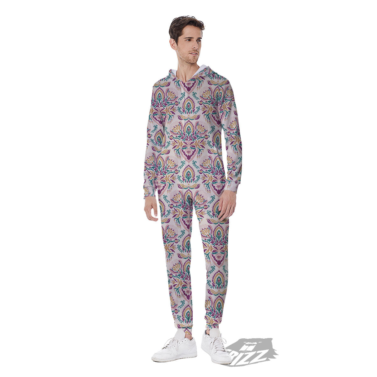 Damask Colorful Print Pattern Men's Jumpsuit-grizzshop