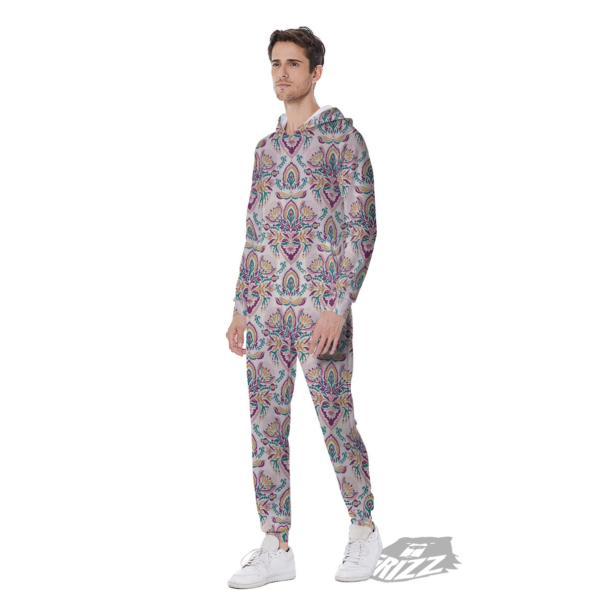 Damask Colorful Print Pattern Men's Jumpsuit-grizzshop