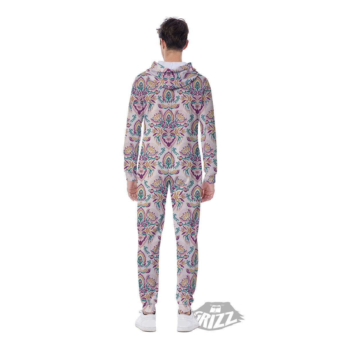 Damask Colorful Print Pattern Men's Jumpsuit-grizzshop
