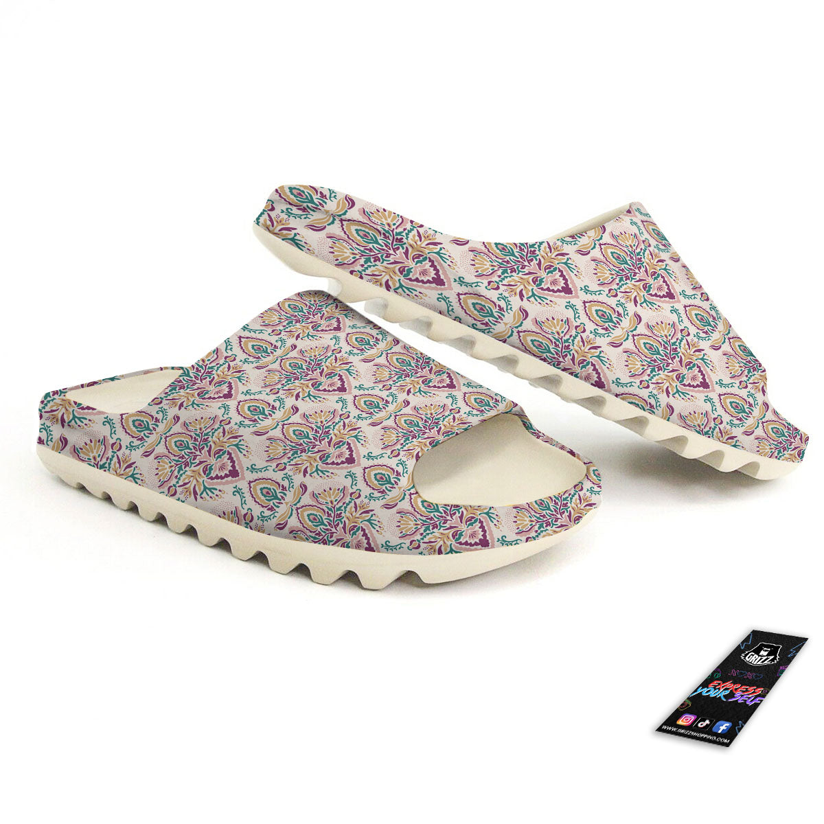 Damask Colorful Print Pattern Sandals-grizzshop