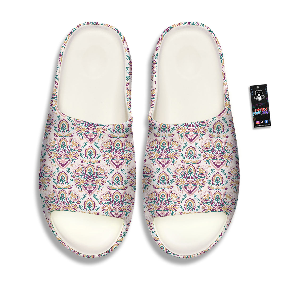 Damask Colorful Print Pattern Sandals-grizzshop