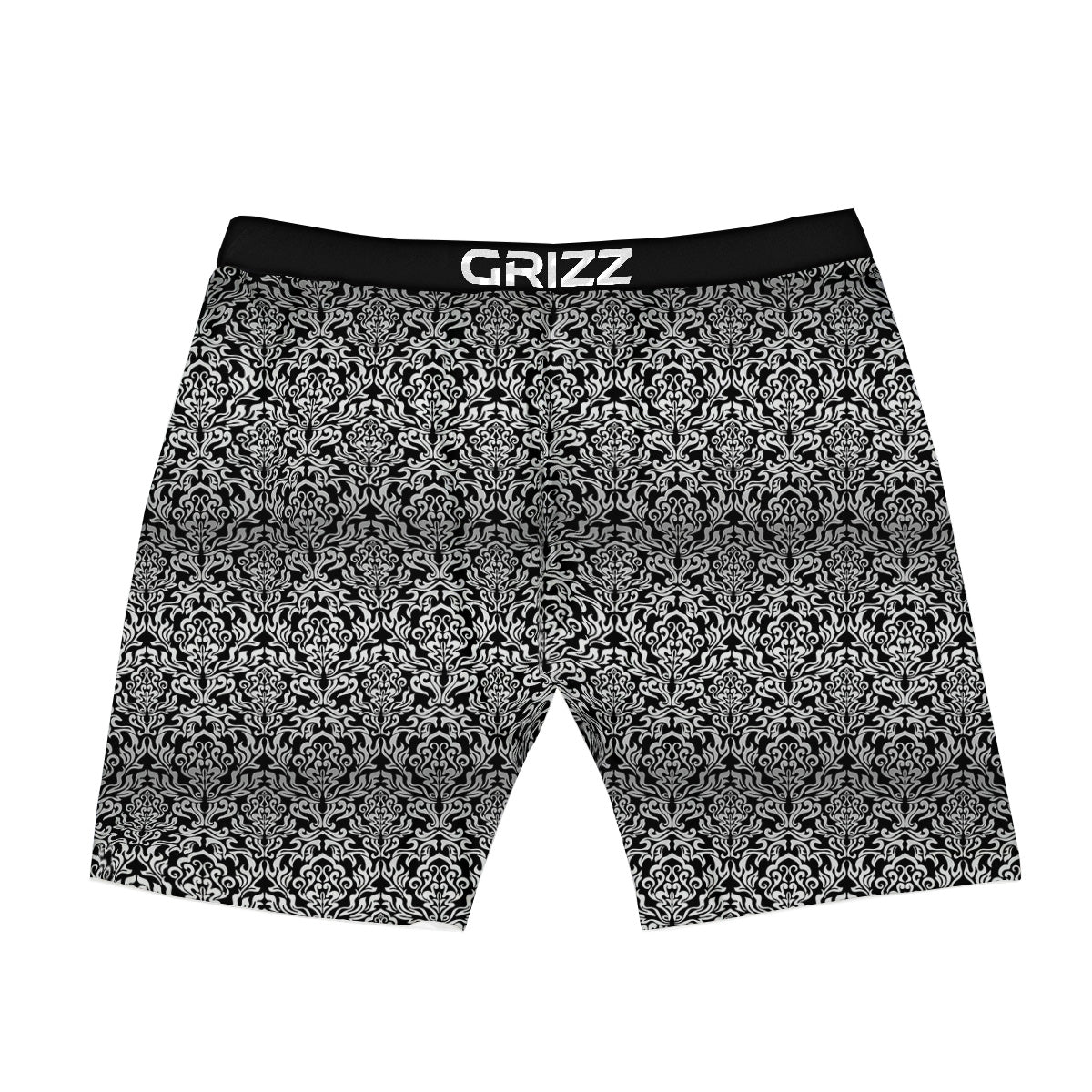 Damask Floral Black Western Print Boxer Briefs-grizzshop
