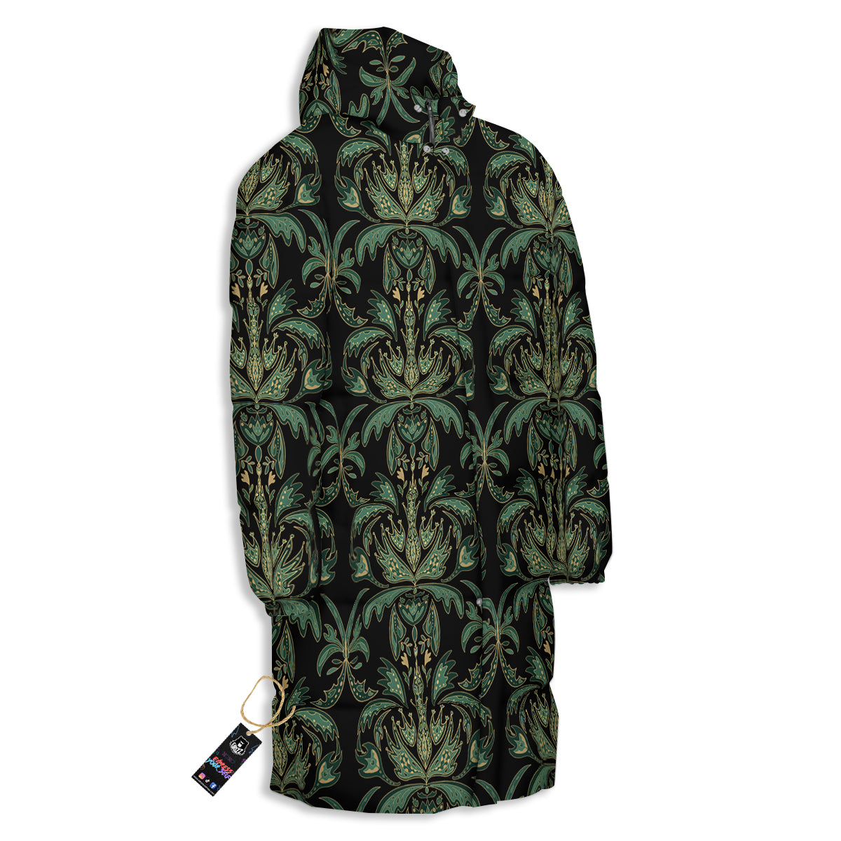 Damask Floral Western Vintage Print Pattern Long Down Jacket-grizzshop