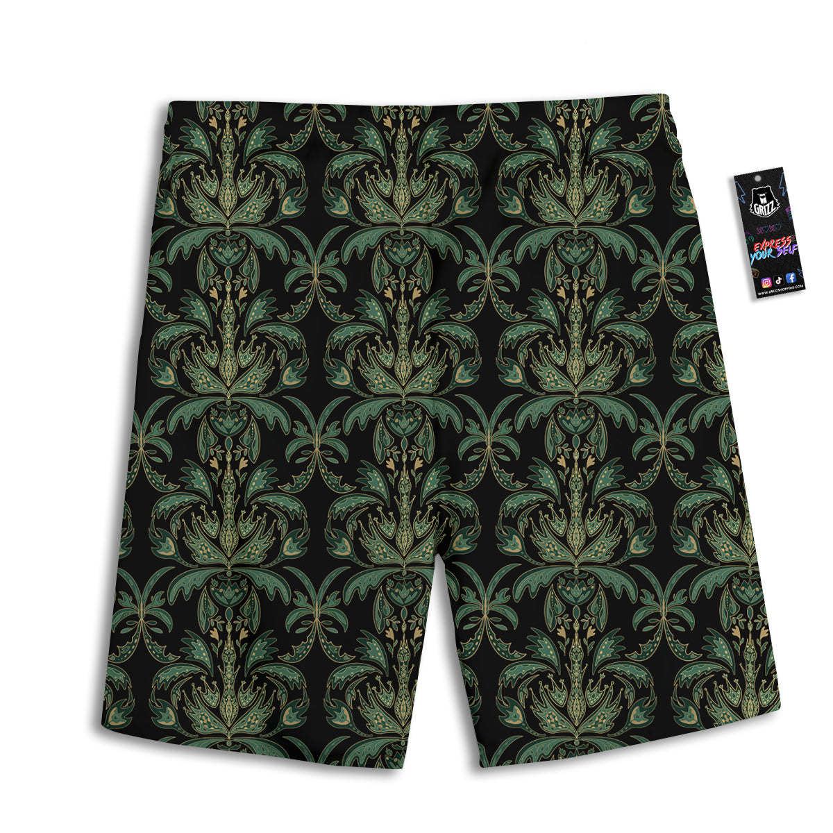Damask Floral Western Vintage Print Pattern Men's Athletic Shorts
