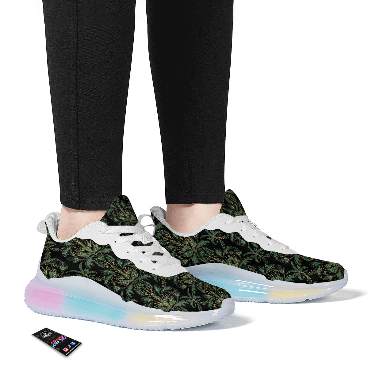 Damask Floral Western Vintage Print Pattern Running Sneakers-grizzshop