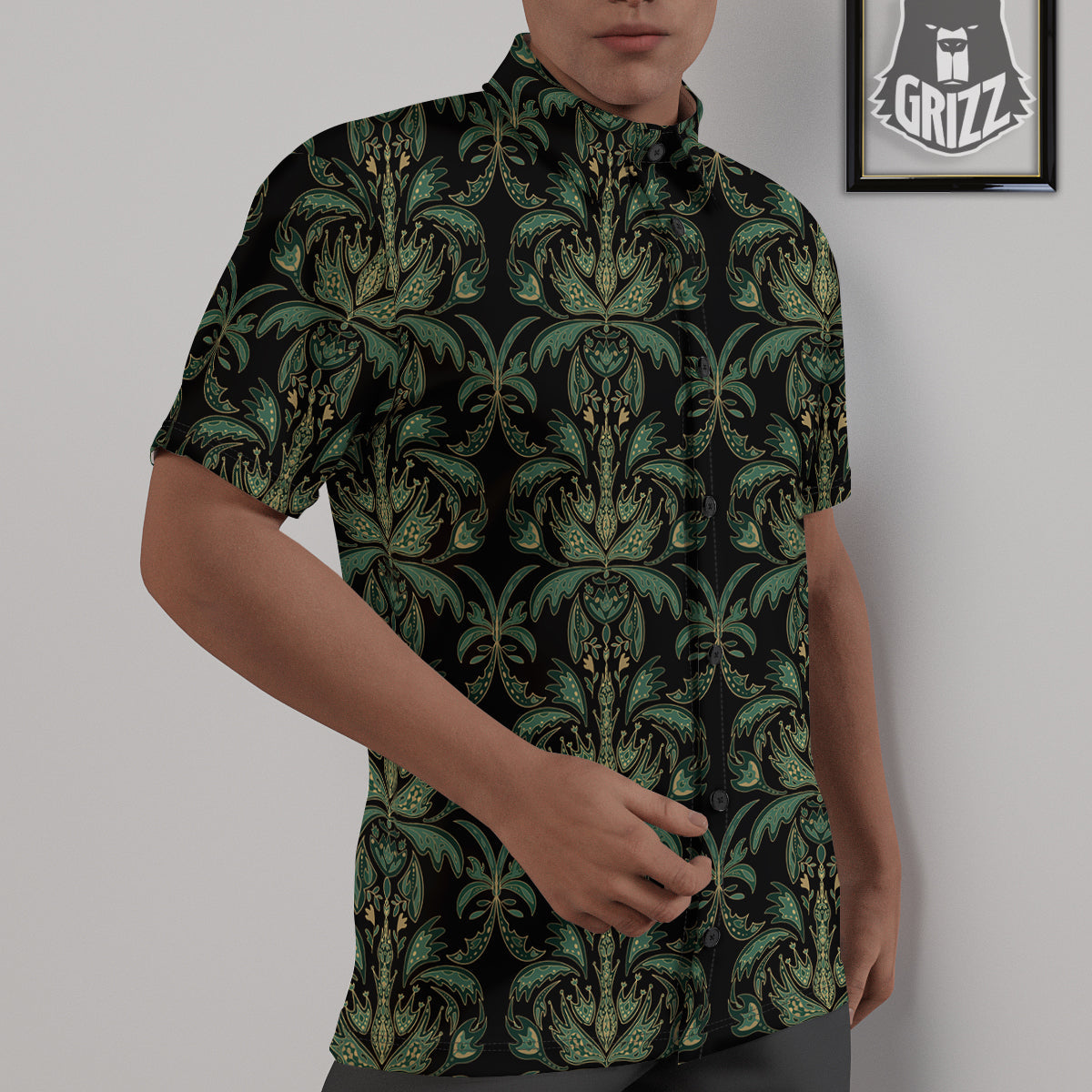 Damask Floral Western Vintage Print Pattern Untucked Shirts-grizzshop
