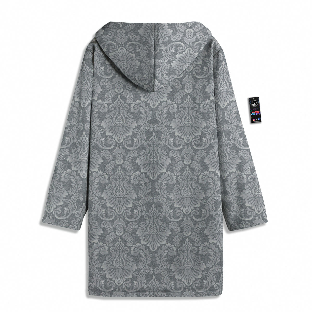Damask Grey Print Pattern Men's Windbreaker Jacket-grizzshop