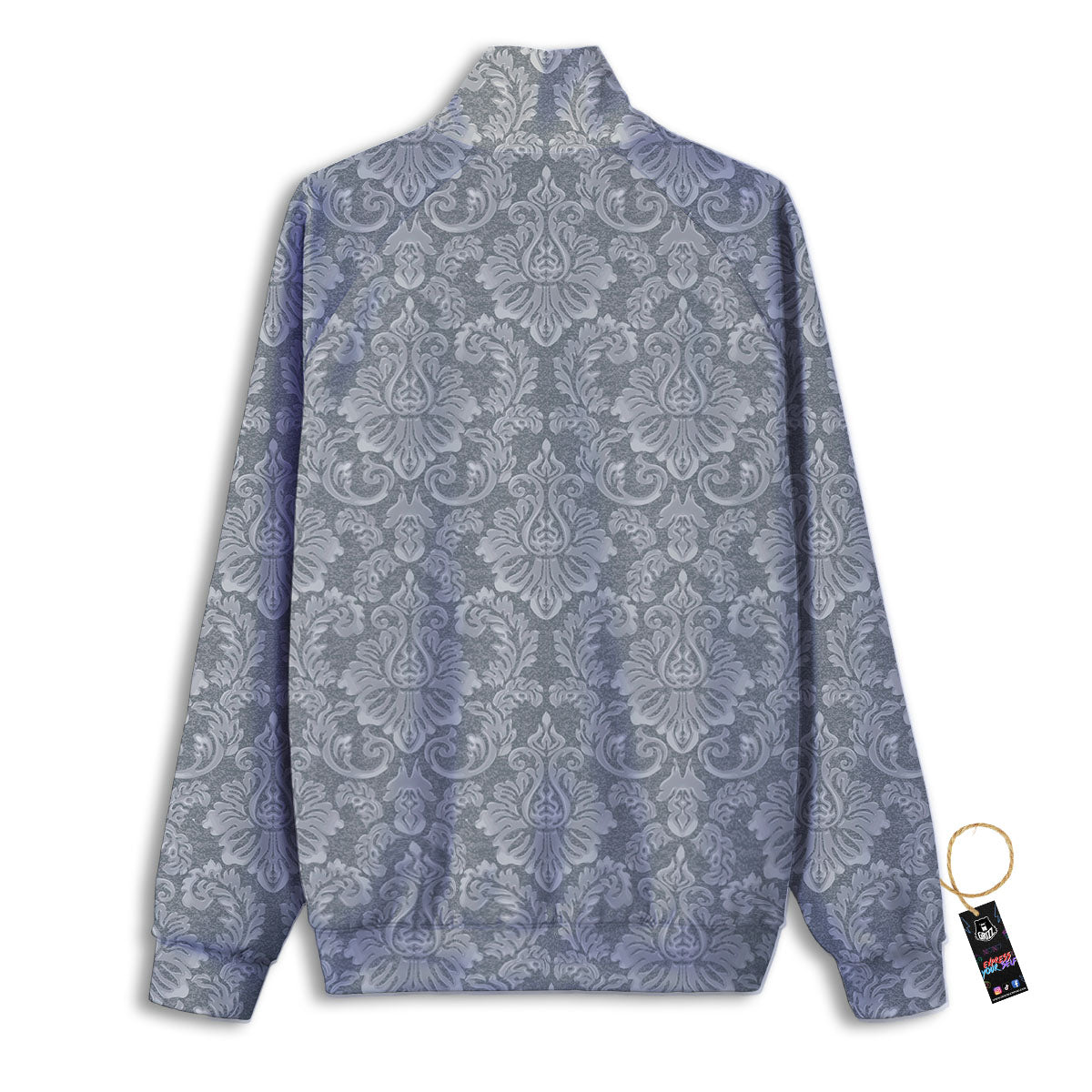 Damask Grey Print Pattern Track Jacket-grizzshop