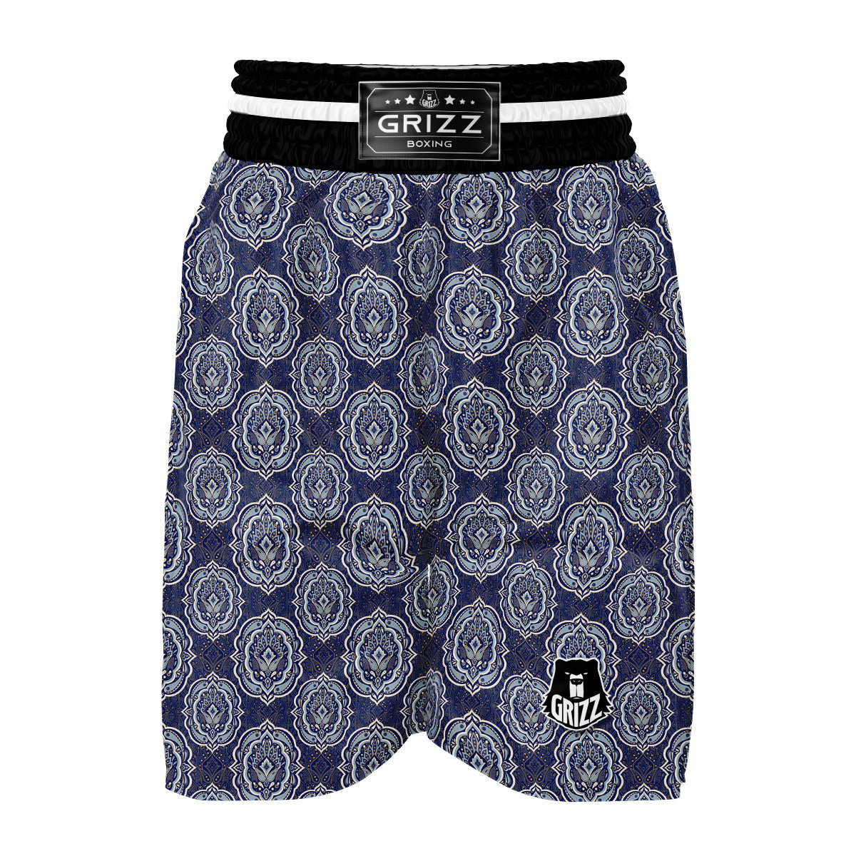 Damask Print Pattern Boxing Shorts-grizzshop