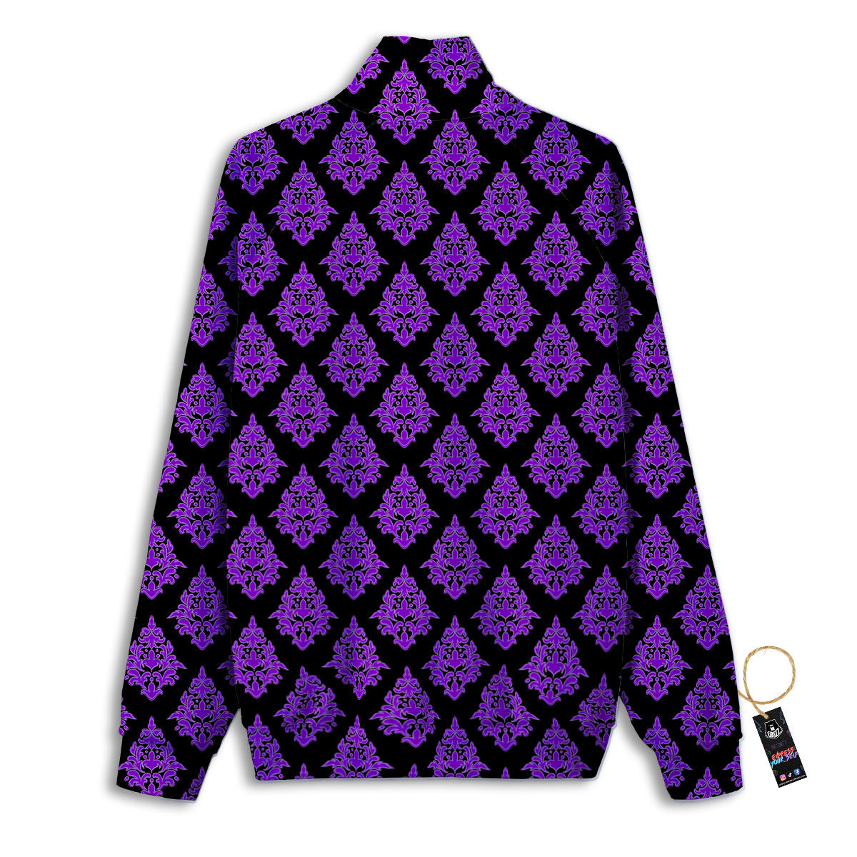Damask Purple And Black Print Pattern Track Jacket-grizzshop