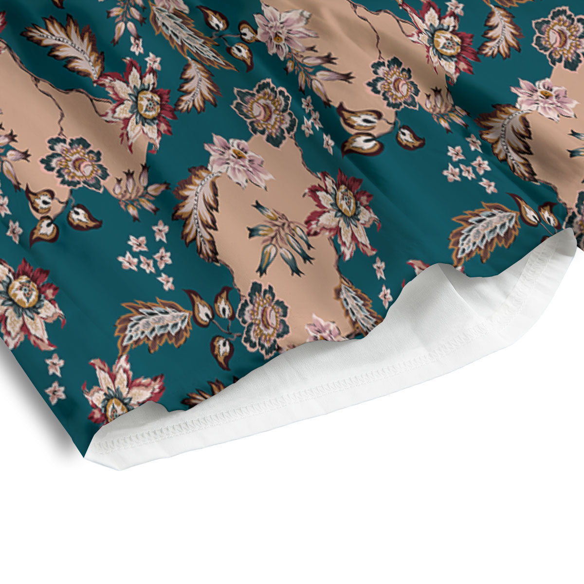 Damask Teal And Blue Print Pattern Men's Athletic Shorts