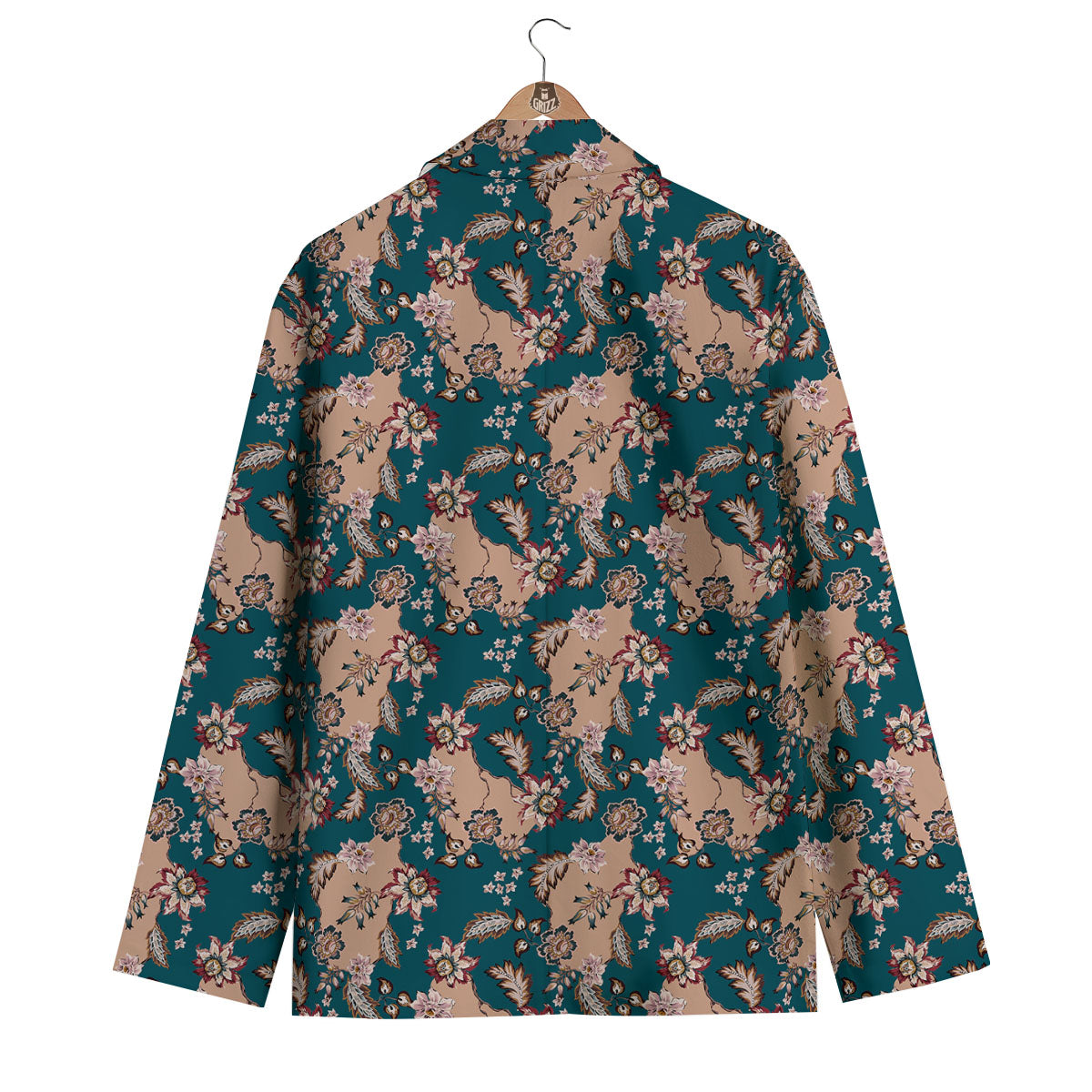 Damask Teal And Blue Print Pattern Men's Blazer-grizzshop