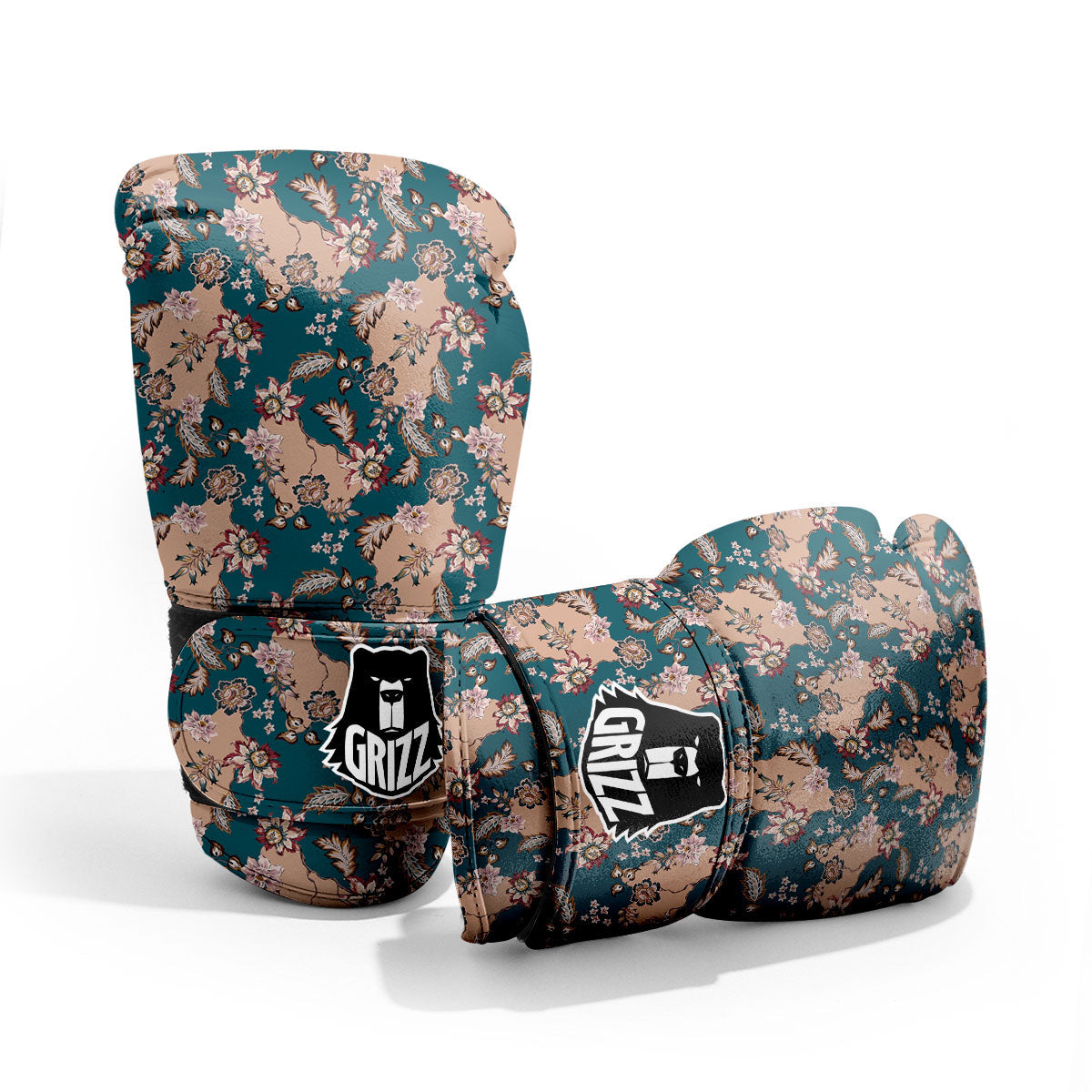 Damask Teal And Blue Print Pattern Pro Boxing Glove