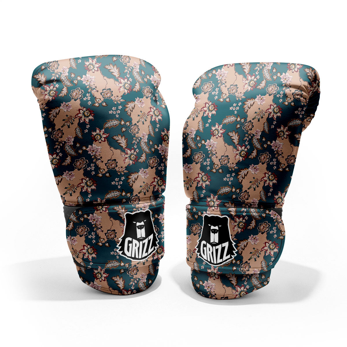 Damask Teal And Blue Print Pattern Pro Boxing Glove