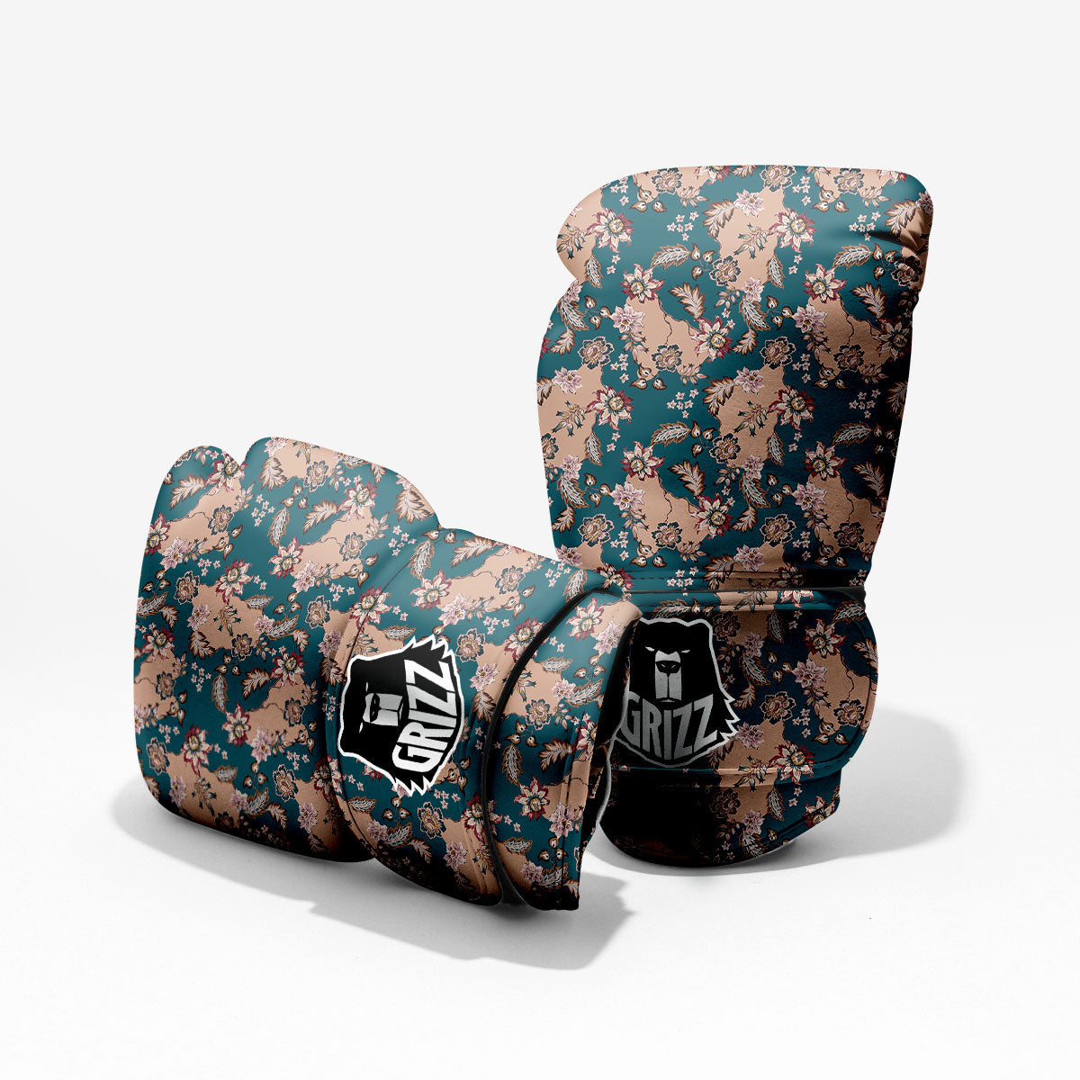 Damask Teal And Blue Print Pattern Pro Boxing Glove
