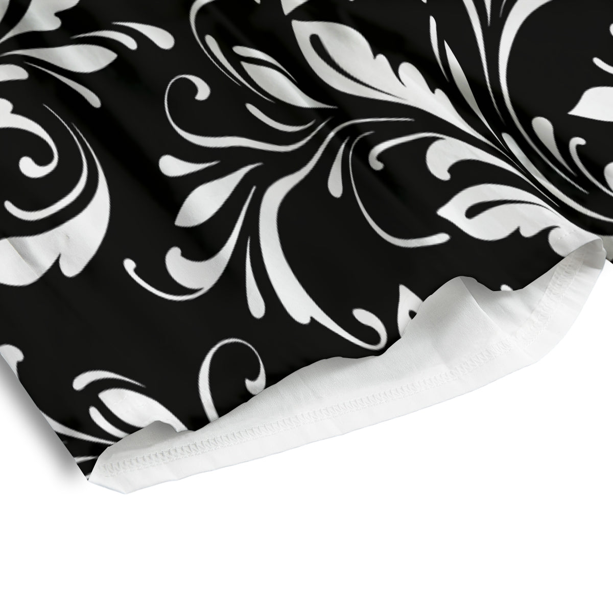 Damask White And Black Print Pattern Men's Athletic Shorts
