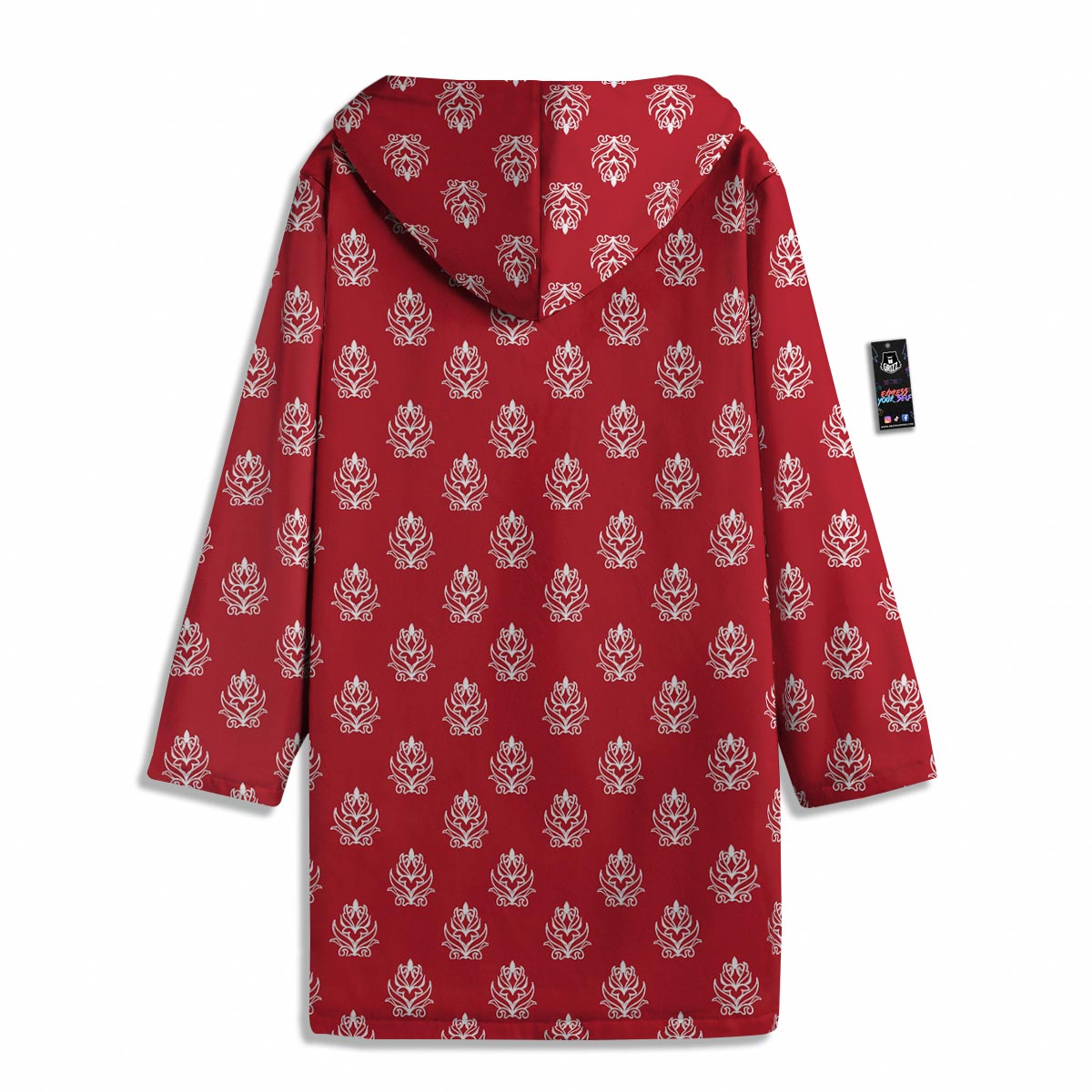 Damask White And Red Print Pattern Men's Windbreaker Jacket-grizzshop