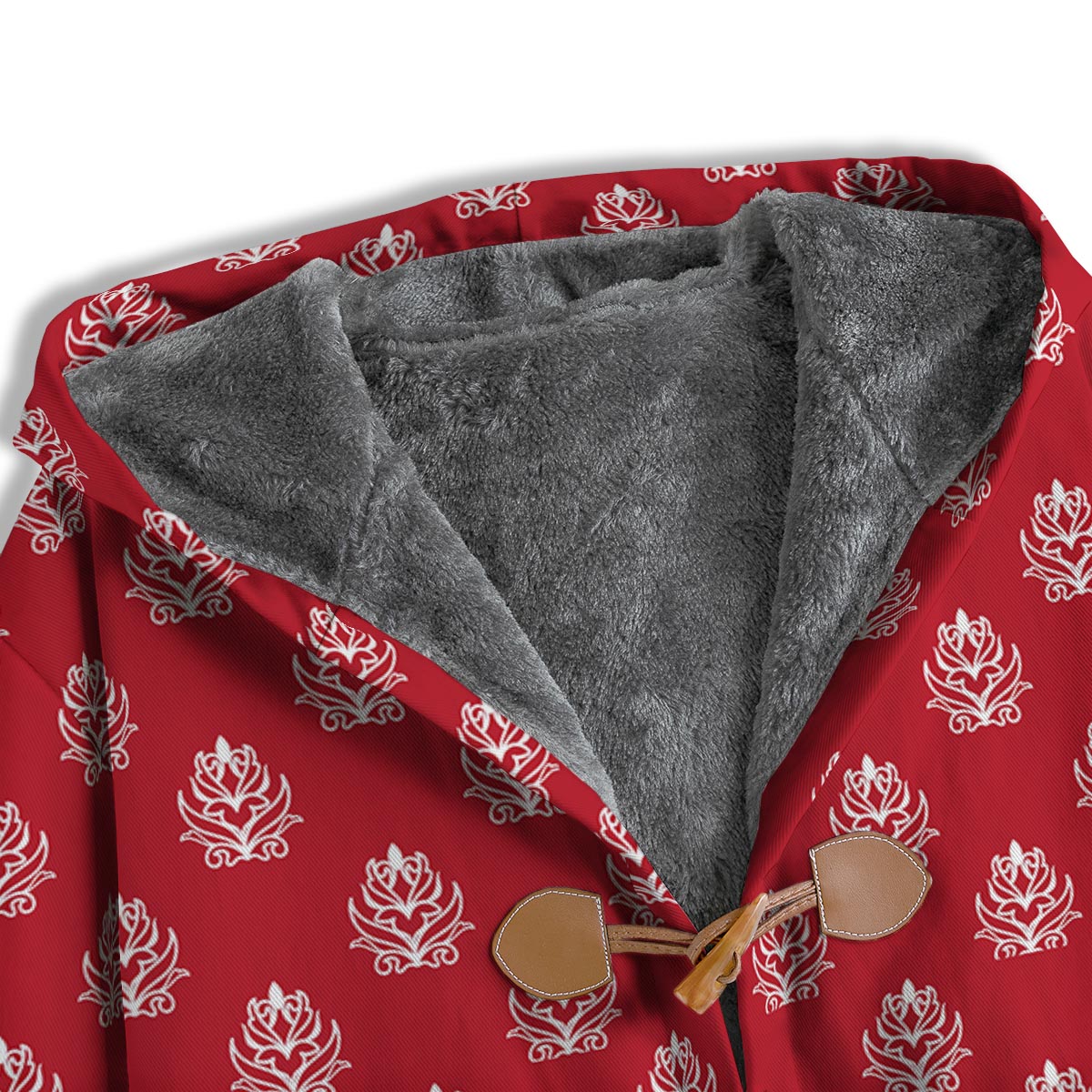 Damask White And Red Print Pattern Men's Windbreaker Jacket-grizzshop