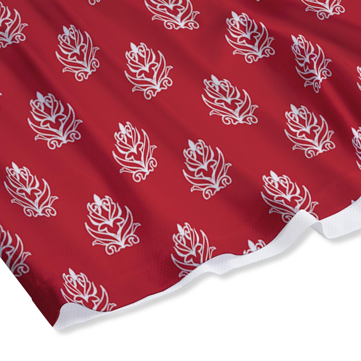 Damask White And Red Print Pattern Mesh Shorts