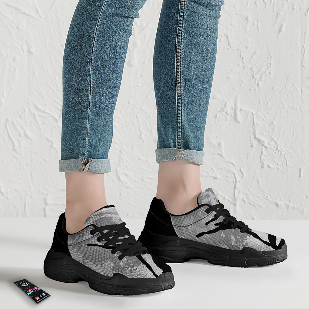 Dance Ballet On The Moon Night Print Black Chunky Shoes-grizzshop