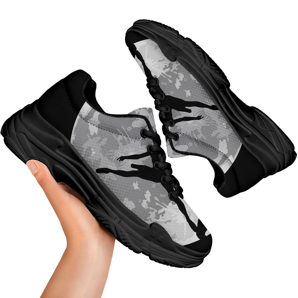 Dance Ballet On The Moon Night Print Black Chunky Shoes-grizzshop