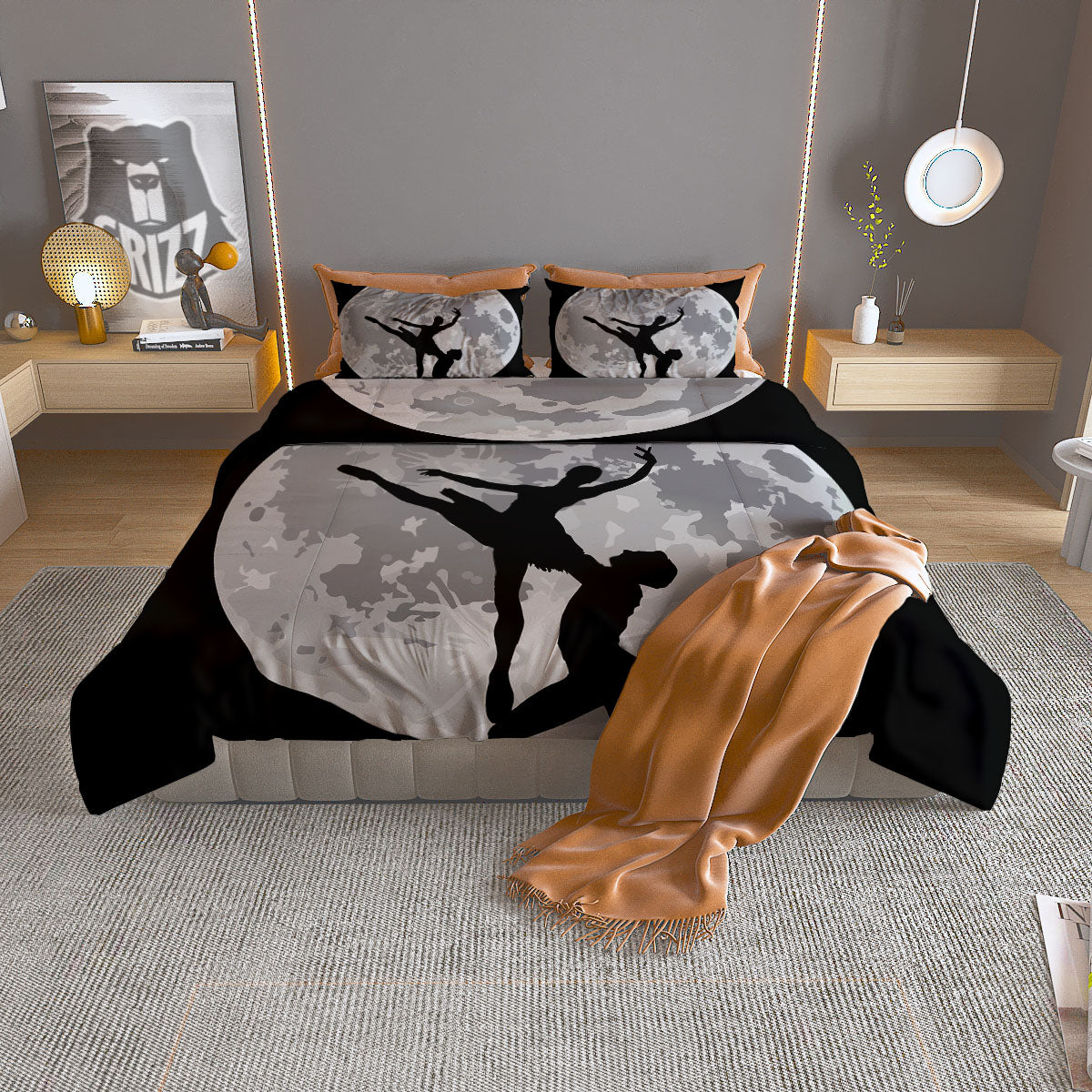Dance Ballet On The Moon Night Print Duvet Cover Bedding Set