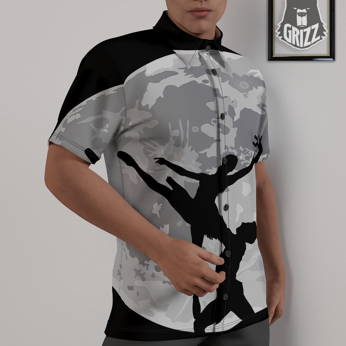 Dance Ballet On The Moon Night Print Untucked Shirts-grizzshop