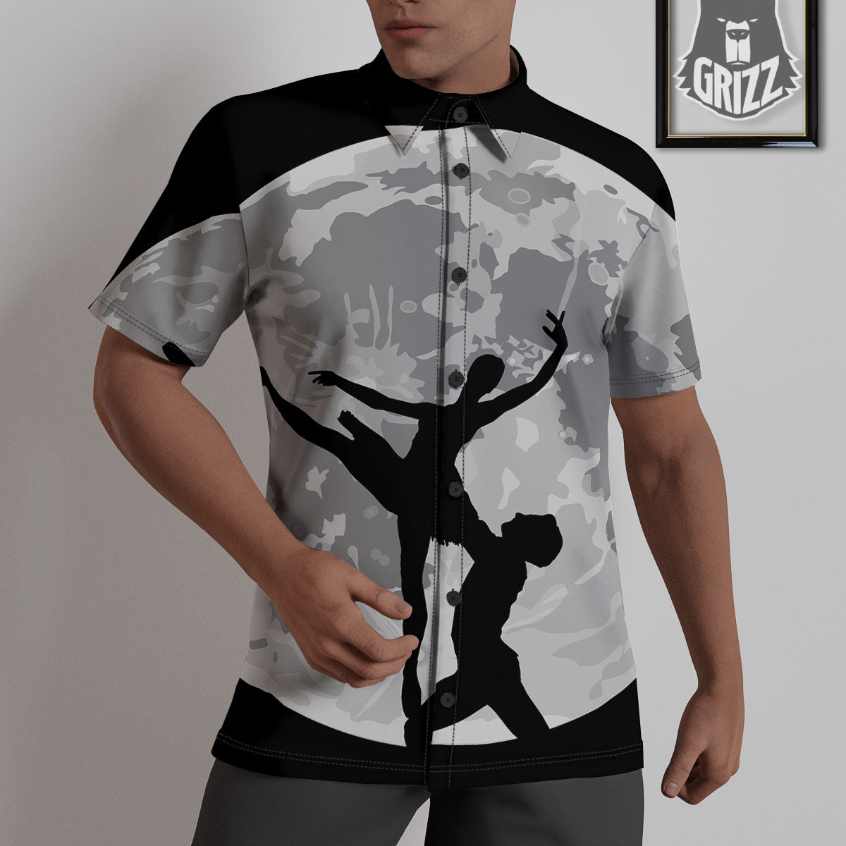 Dance Ballet On The Moon Night Print Untucked Shirts-grizzshop