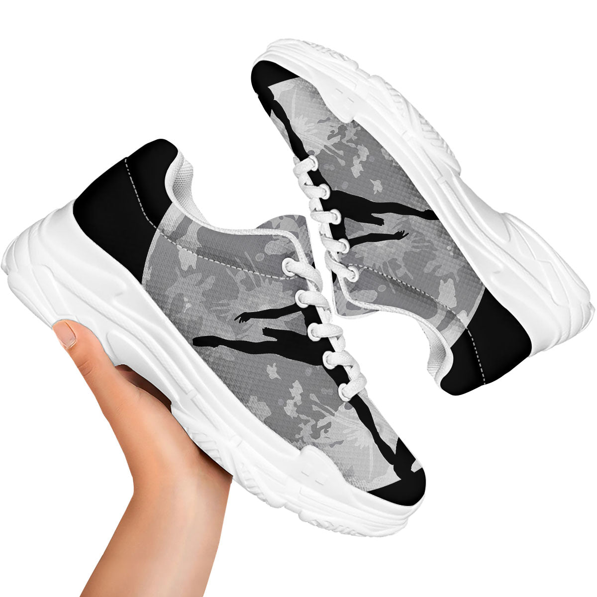 Dance Ballet On The Moon Night Print White Chunky Shoes-grizzshop