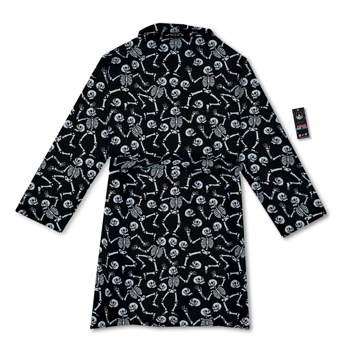 Dancing Party Skeleton Print Pattern Bathrobe-grizzshop