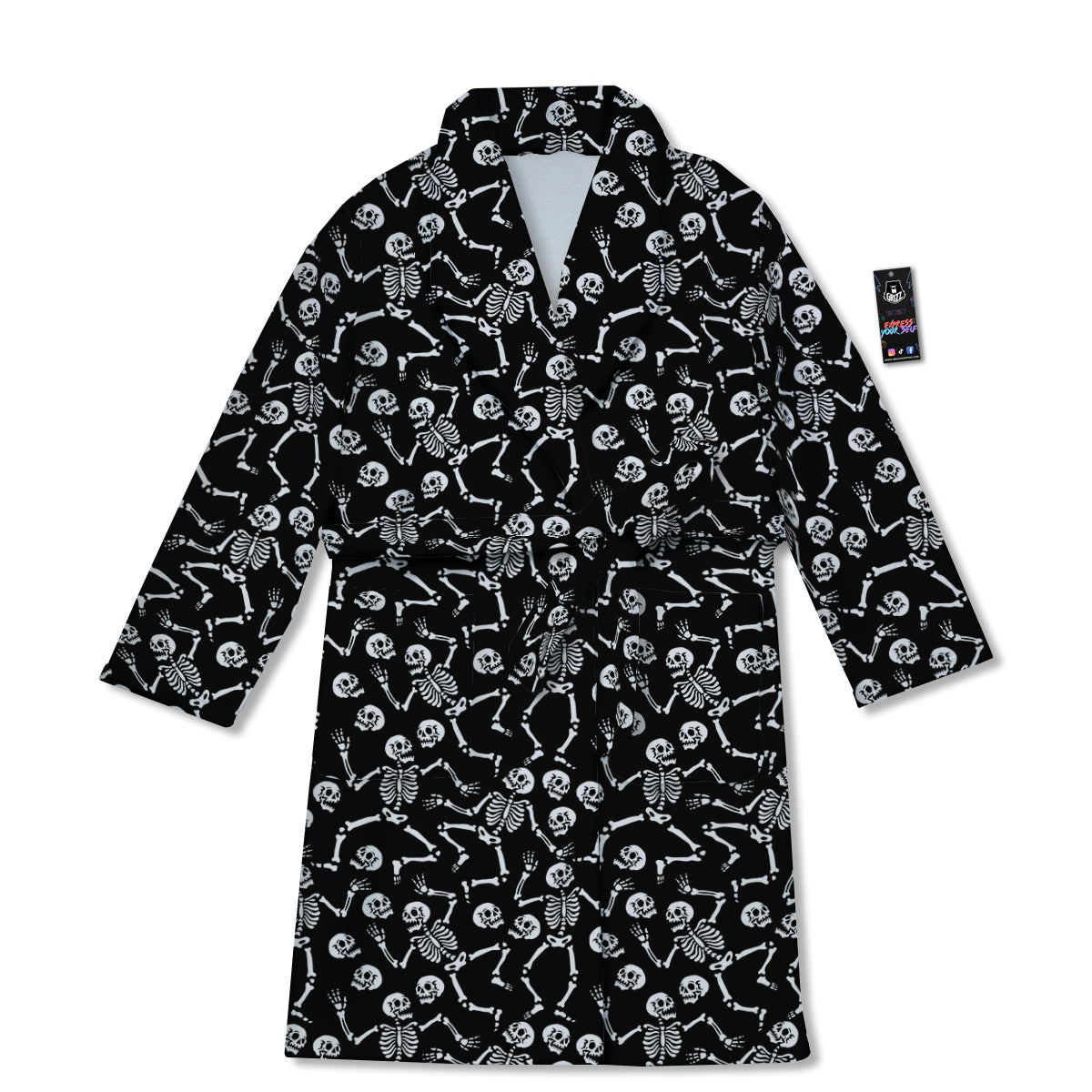 Dancing Party Skeleton Print Pattern Bathrobe-grizzshop